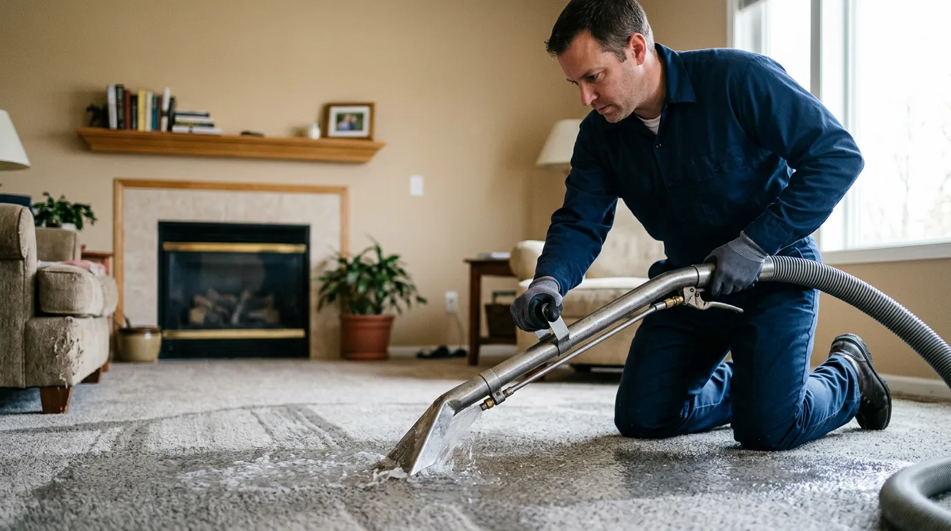 Water damage restoration technician working near Coburn, PA